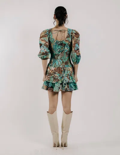 Love The Label Audrey Long Sleeve Mini Dress In Born To Fly Print In Blue