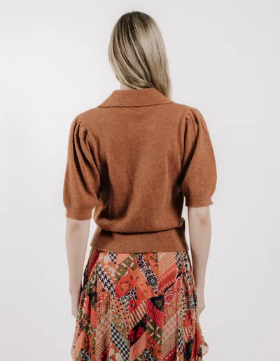 Love The Label Eloise Short Sleeve Cardigan In Brown