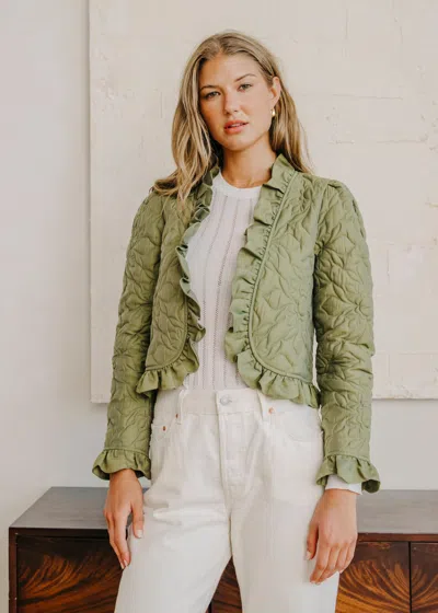 Love The Label Melanie Quilted Jacket In Olive In Green
