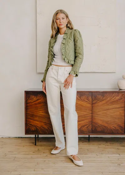 Love The Label Melanie Quilted Jacket In Olive In Green