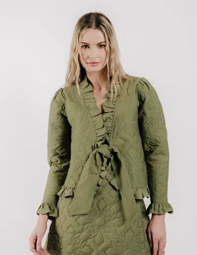 Love The Label Melanie Quilted Jacket In Olive In Green