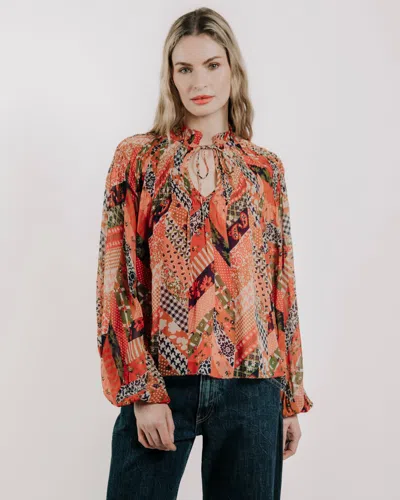 Love The Label Meredith Smocked Top In Red