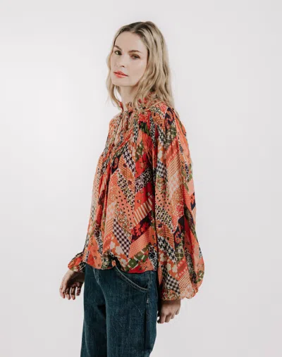 Love The Label Meredith Smocked Top In Red