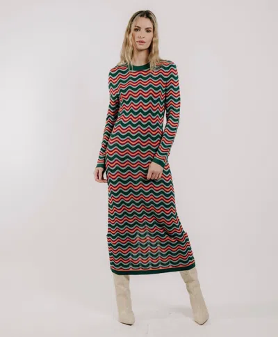 Love The Label Sarafina Knit Maxi Dress In Green Multi