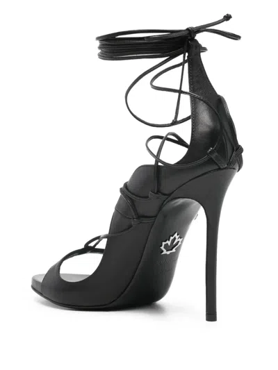 Dsquared2 Open Toe Heeled Sandals For Summer In Black