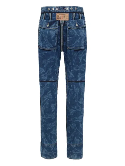 Dsquared2 Vaquera X D2 Statue Of Liberty Cargo Laser Wash Pant In Blue