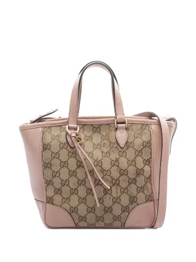 Pre-owned Gucci Bree Gg Canvas Two-way Tote Bag In Neutral