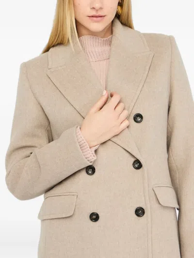 Liu •jo Wool-blend Coat In Neutral
