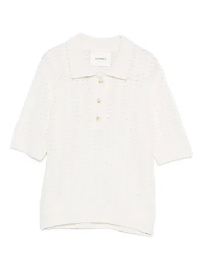 Lisa Yang Openwork Polo Knitted Top In Neutral