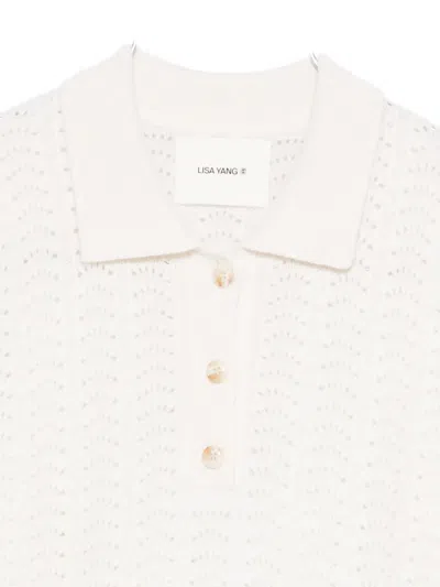 Lisa Yang Openwork Polo Knitted Top In Neutral