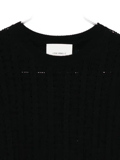 Lisa Yang Openwork Short-sleeve Knitted Top In Black