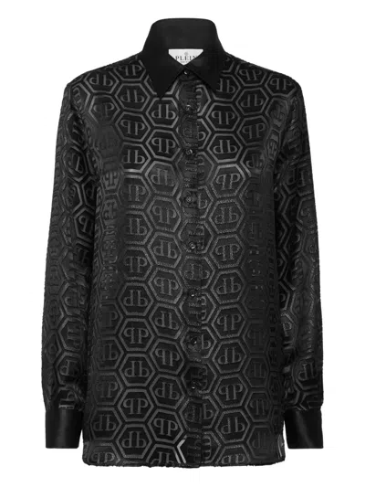 Philipp Plein Regular Fit Shirt Monogram In Black