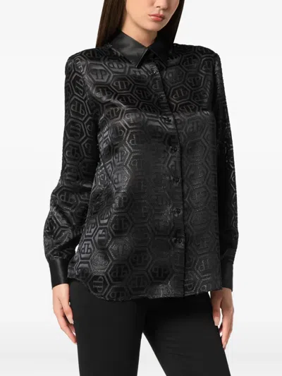 Philipp Plein Regular Fit Shirt Monogram In Black