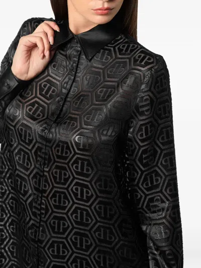 Philipp Plein Regular Fit Shirt Monogram In Black