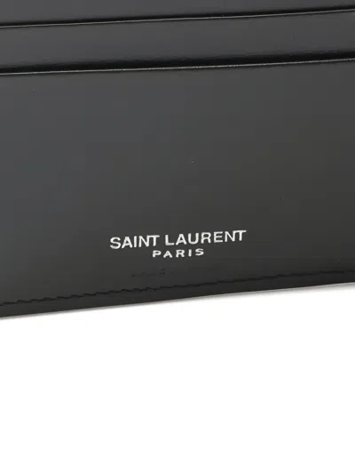 Pre-owned Saint Laurent Small Cassandre Bi-fold Wallet In Black