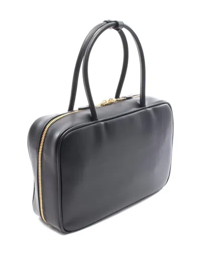 Pre-owned Miu Miu 2020s Bow Embossed Leather Handbag In Black