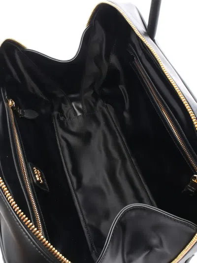 Pre-owned Miu Miu 2020s Bow Embossed Leather Handbag In Black