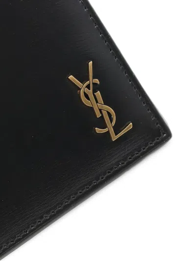 Pre-owned Saint Laurent 2020s Tiny Cassandre Wallet In Black