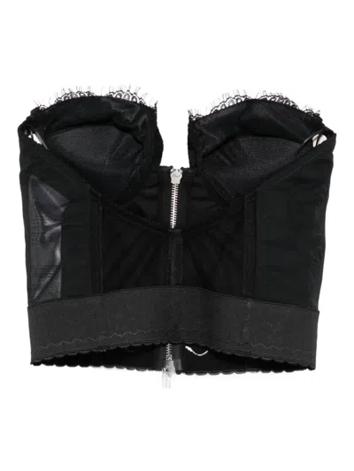 Dsquared2 Strapless Lace Cropped Corset Top In Black