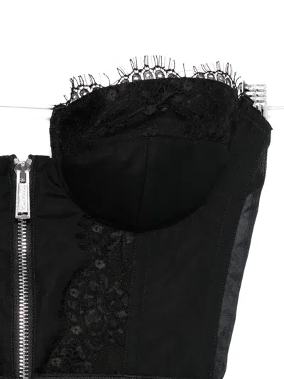 Dsquared2 Strapless Lace Cropped Corset Top In Black
