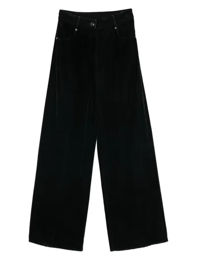 Forte Forte Flocked Cotton Five-pocket Trousers With Textured Finish In Black