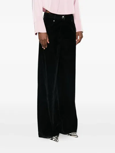 Forte Forte Flocked Cotton Five-pocket Trousers With Textured Finish In Black