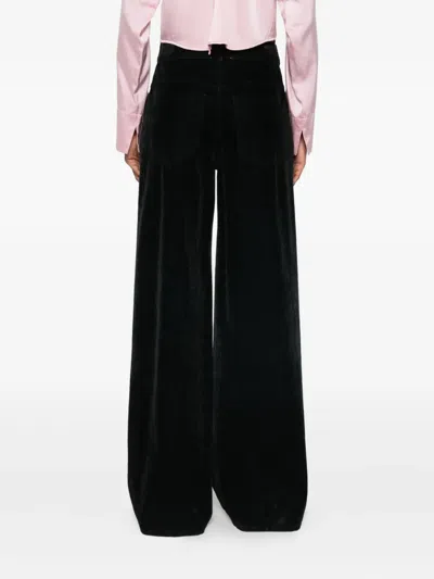 Forte Forte Flocked Cotton Five-pocket Trousers With Textured Finish In Black