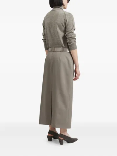 The Frankie Shop High-waisted Midi Skirt In Gray