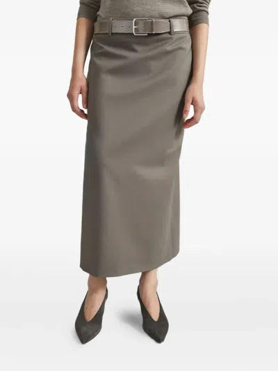 The Frankie Shop High-waisted Midi Skirt In Gray