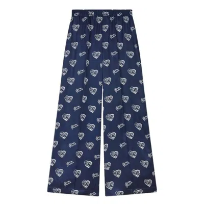 Kenzo Jungle Heart Printed Pajama Pants In Blue