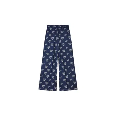 Kenzo Jungle Heart Printed Pajama Pants In Blue