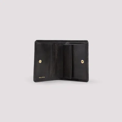 Miu Miu Lamb Leather Wallet In Black