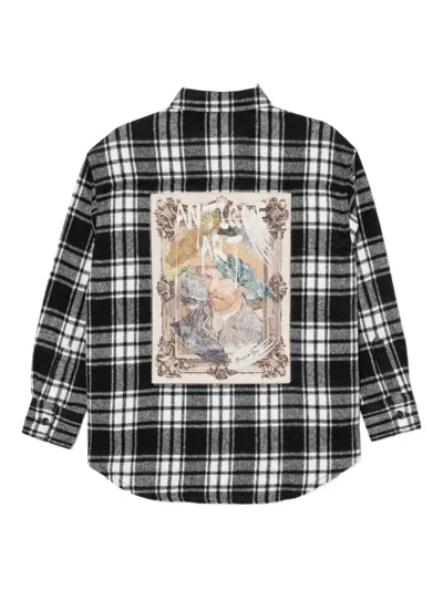 Musium Div. Patchwork Plaid Shirt In Black