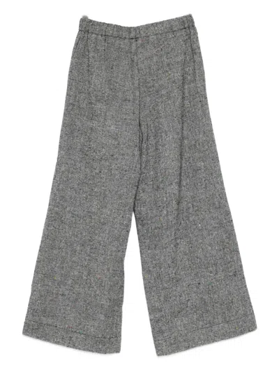 Max & Co Logo-embroidered Trousers In Gray