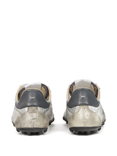 Maison Margiela Sprinters Nylon And Leather Low-top Sneakers In Silver