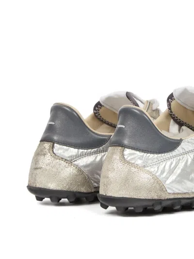 Maison Margiela Sprinters Nylon And Leather Low-top Sneakers In Silver