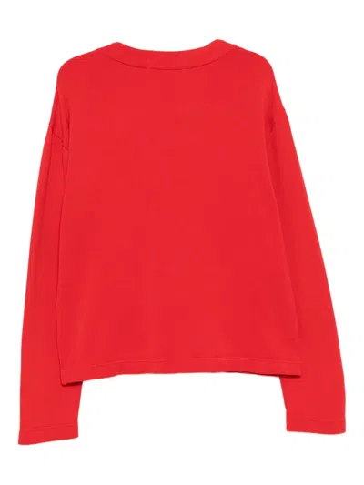 The Elder Statesman Logo Embroidered Jersey Cashmere Cardigan In Red