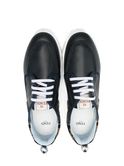 Fendi Leather Sneakers In Multi