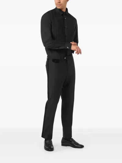 Billionaire Tuxedo Shirt Gold Cut In Black