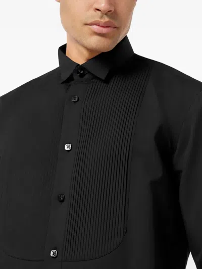 Billionaire Tuxedo Shirt Gold Cut In Black