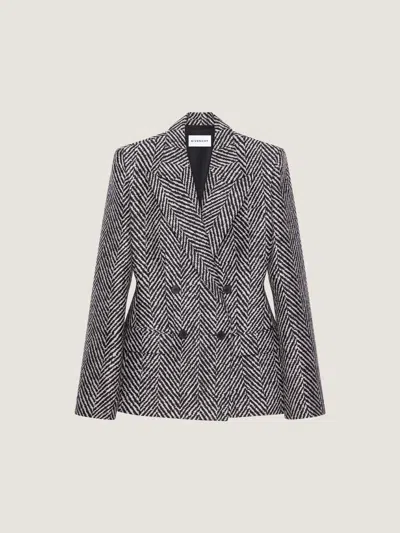 Givenchy Double-breasted Jacket In Herringbone Mixed Wool In Gray