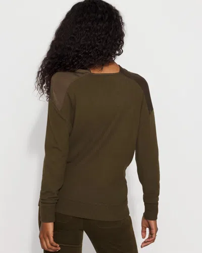 White House Black Market Satin Mix Snit Top In Green