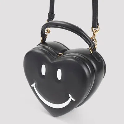 Moschino Heart-shaped Shoulder Bag With Adjustable Strap And Gold-tone Details In Black