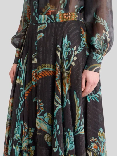 Etro Printed Silk Satin Maxi Skirt In Multi
