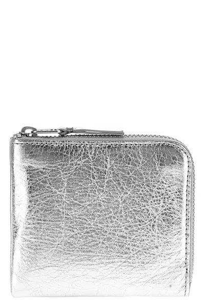 Comme Des Garçons Classic Small Zip Wallet In Silver