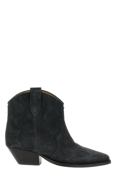 Isabel Marant Gray Dewina Ankle Boots In Black