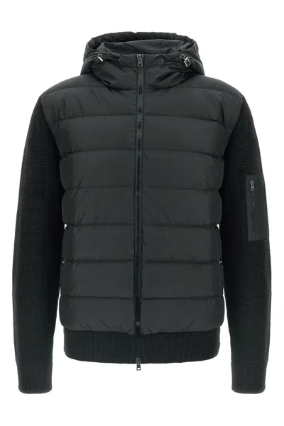 Herno Padded Bomber Jacket With Wool Sleeves Clothing In Multi
