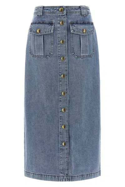 Zimmermann 'denim Pencil' Skirt In Blue