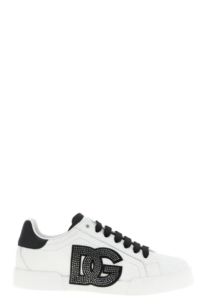 Dolce & Gabbana Calfskin Portofino Light Strobel Sneakers In White