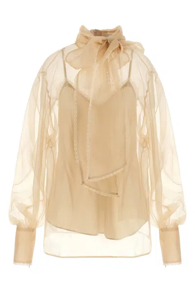 Zimmermann Memento Organza Shirt And Blouse Beige In Neutral